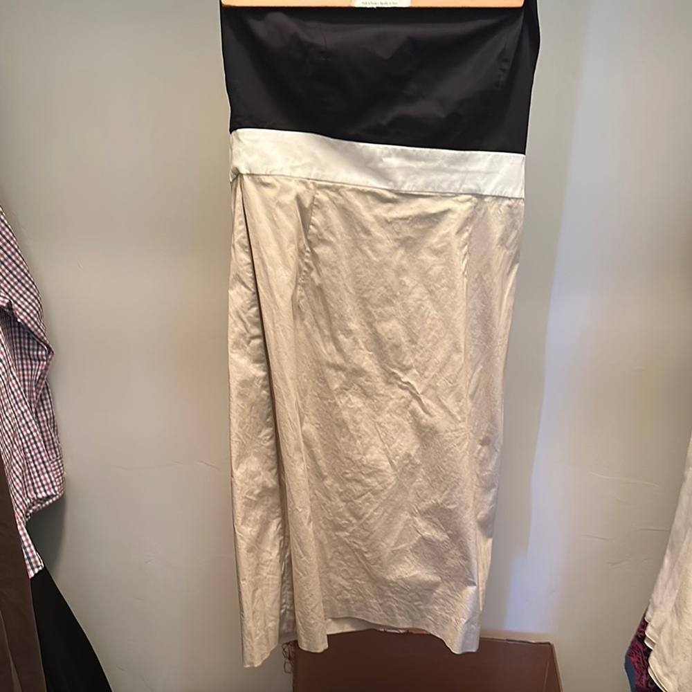DKNYC Strapless Dress in Black and Beige